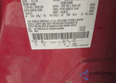 2014 Ford Edge Sel z USA, uszkodzony, nr VIN 2FMDK4JC1EBA36566